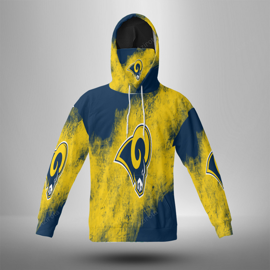 Los Angeles Rams Blue Yellow 3D Mask With Hoodie For Men And Women Nfl Fans Gear - Image 3