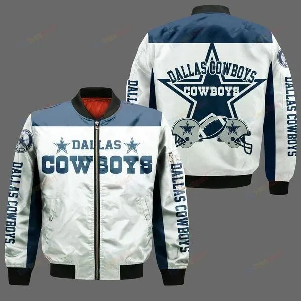Dallas Cowboys Football Team Bomber Jacket Full Zip Jacket For Nfl Fan Sport Plus Size - Image 2