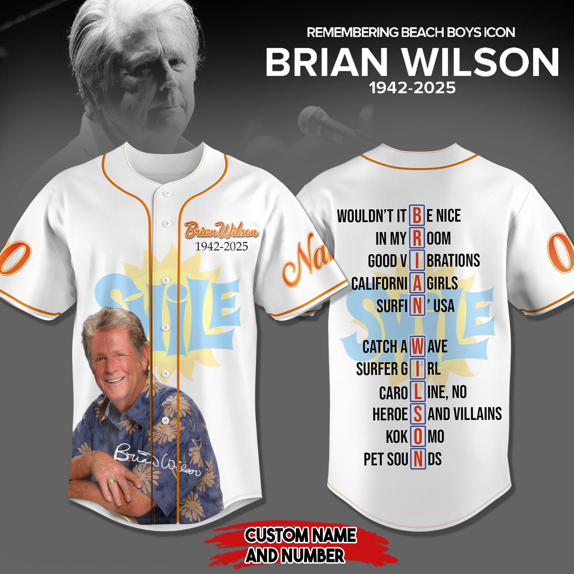 Brian Wilson Music Custom Baseball Jersey For Fans