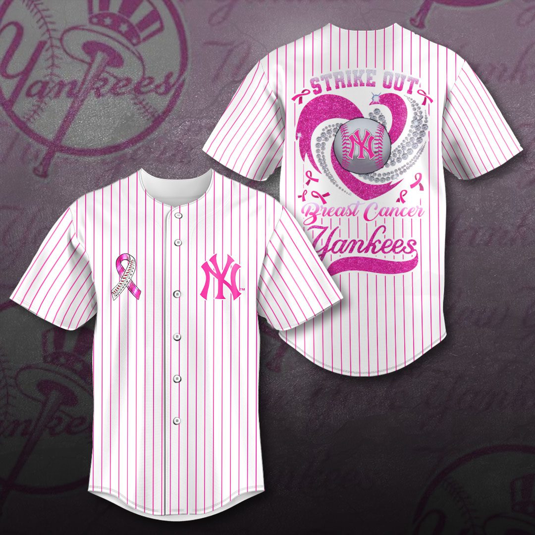 Breast Cancer Awareness x New York Yankees Printed Baseball Jersey For Men And Women
