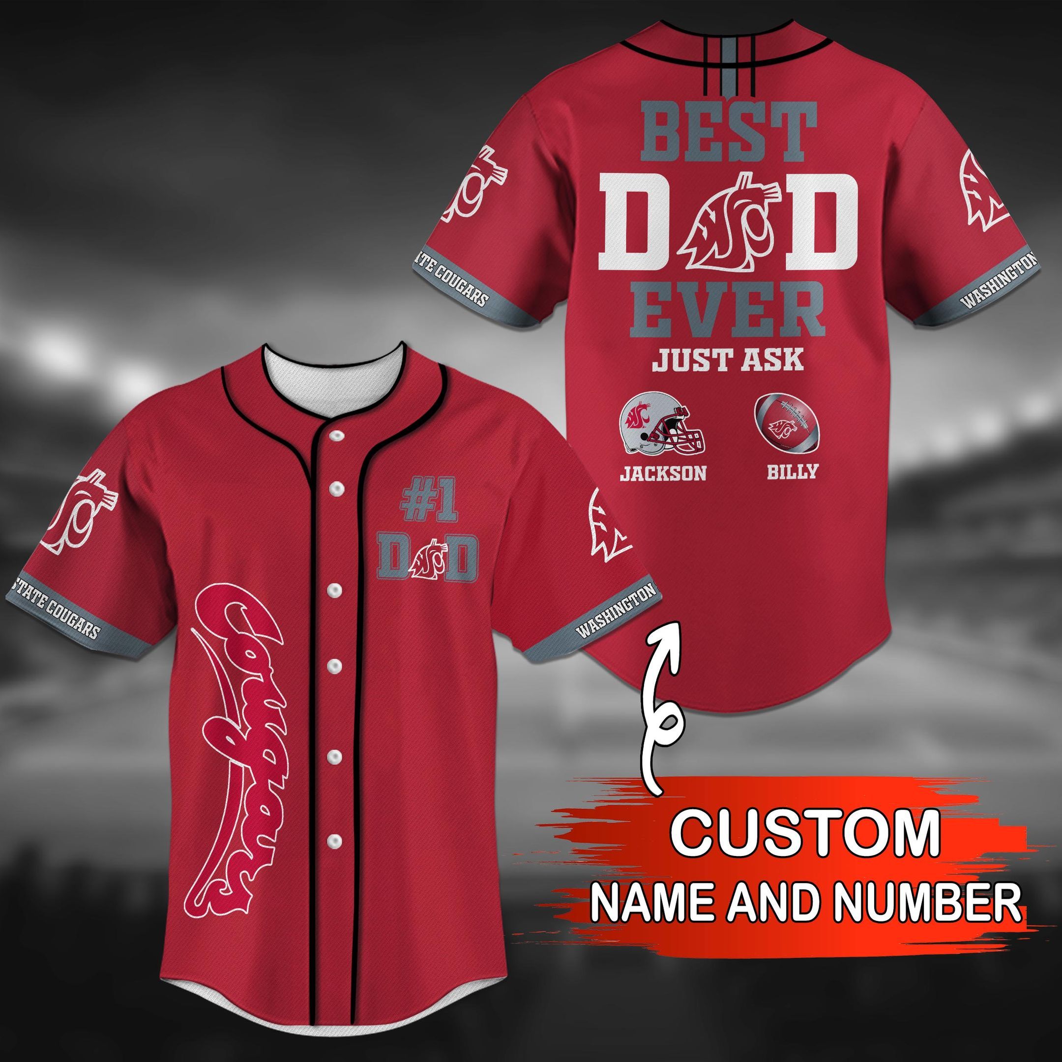 Washington State Cougars NCAA Custom Baseball Jersey