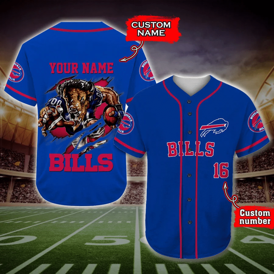 Buffalo Bills NFL 3D Custom Baseball Jersey For Men And Women
