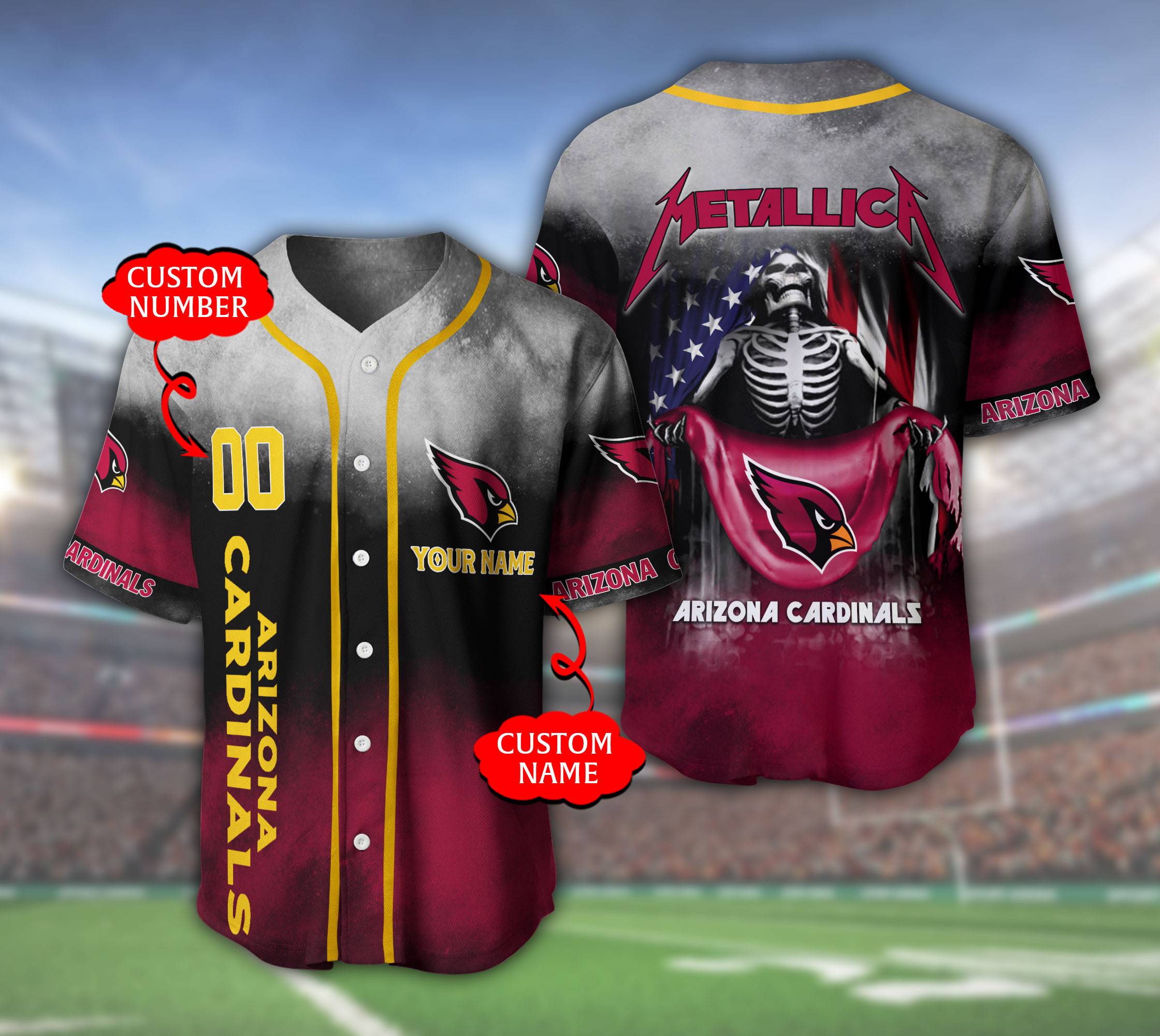 Arizona Cardinals NFL 3D Custom Baseball Jersey For Men And Women
