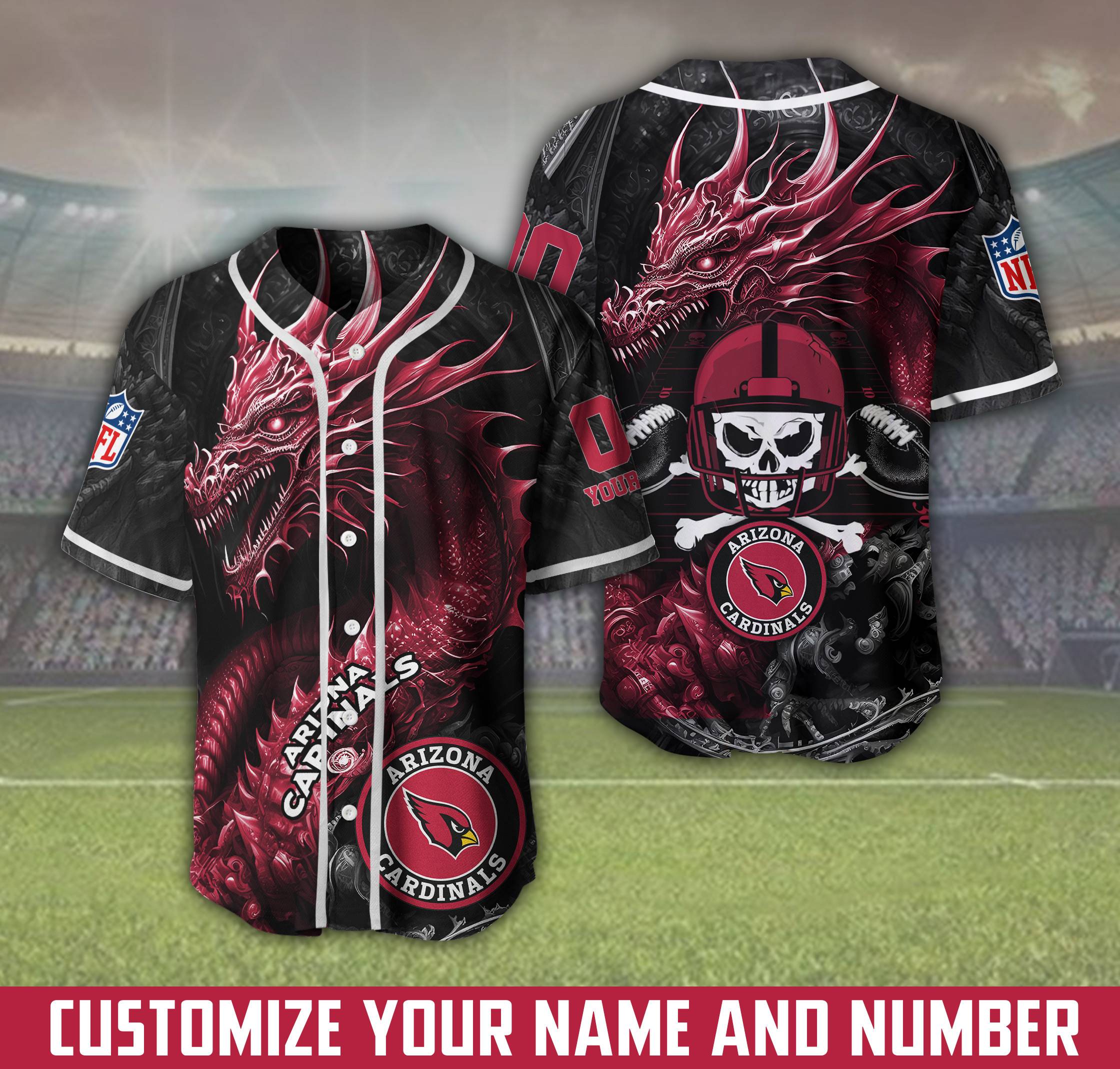Arizona Cardinals NFL 3D Custom Baseball Jersey For Men And Women