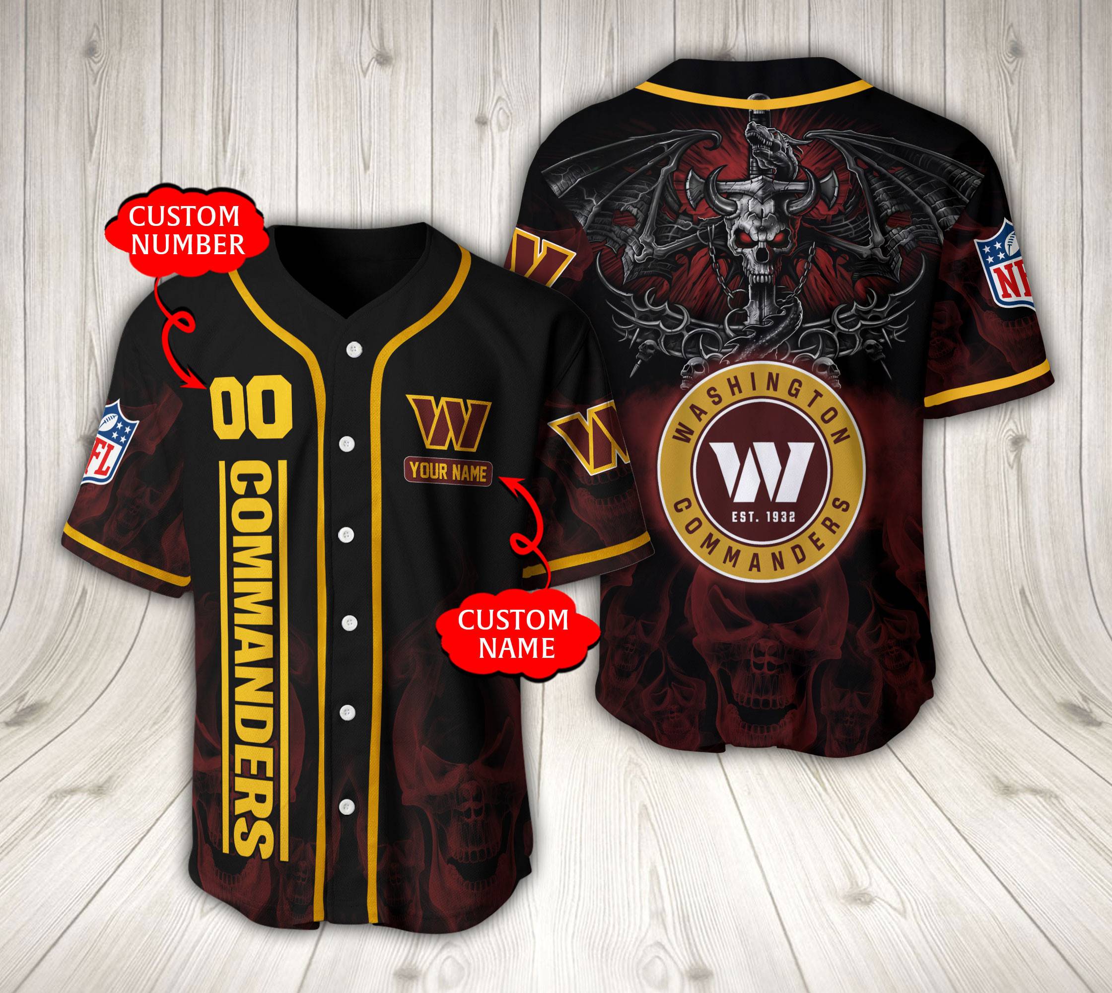 Washington Commanders NFL Baseball Jersey For Men And Women Custom Name And Number