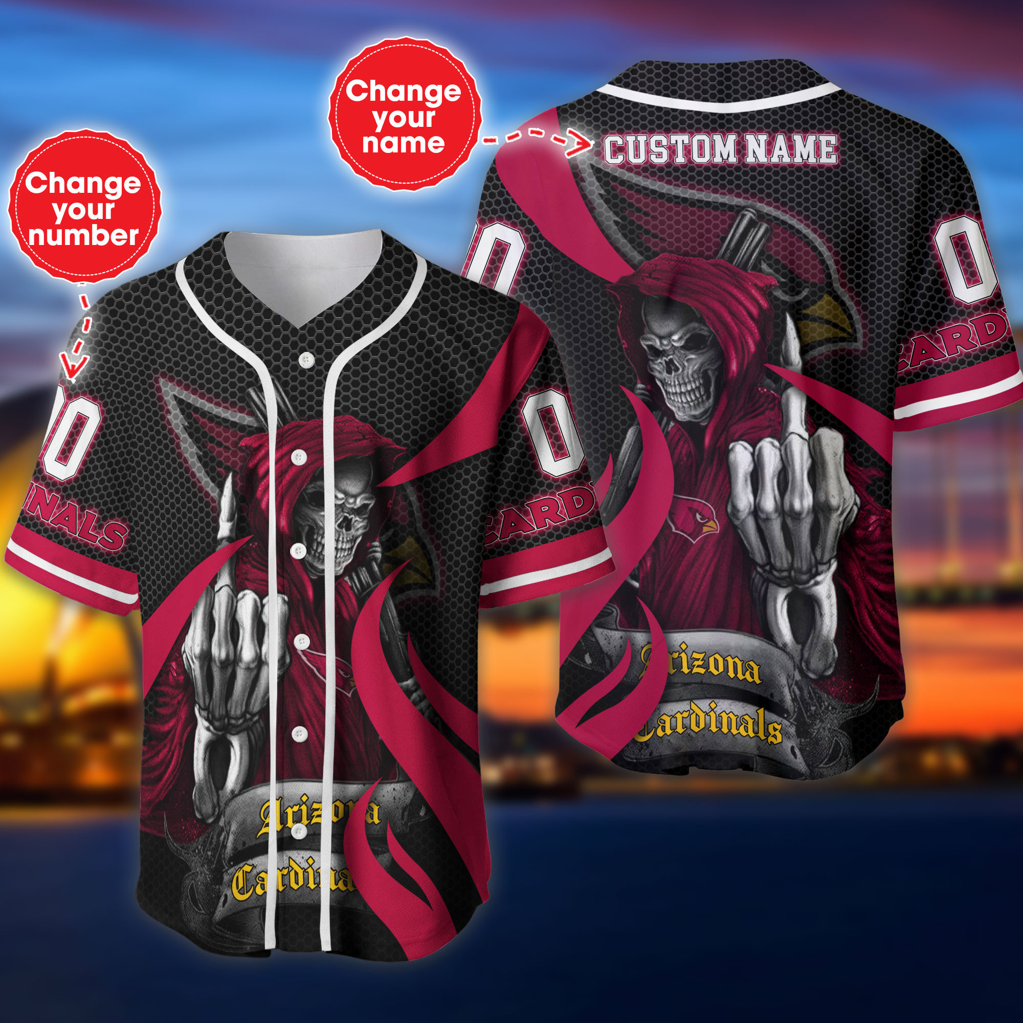 Arizona Cardinals NFL 3D Custom Baseball Jersey For Men And Women