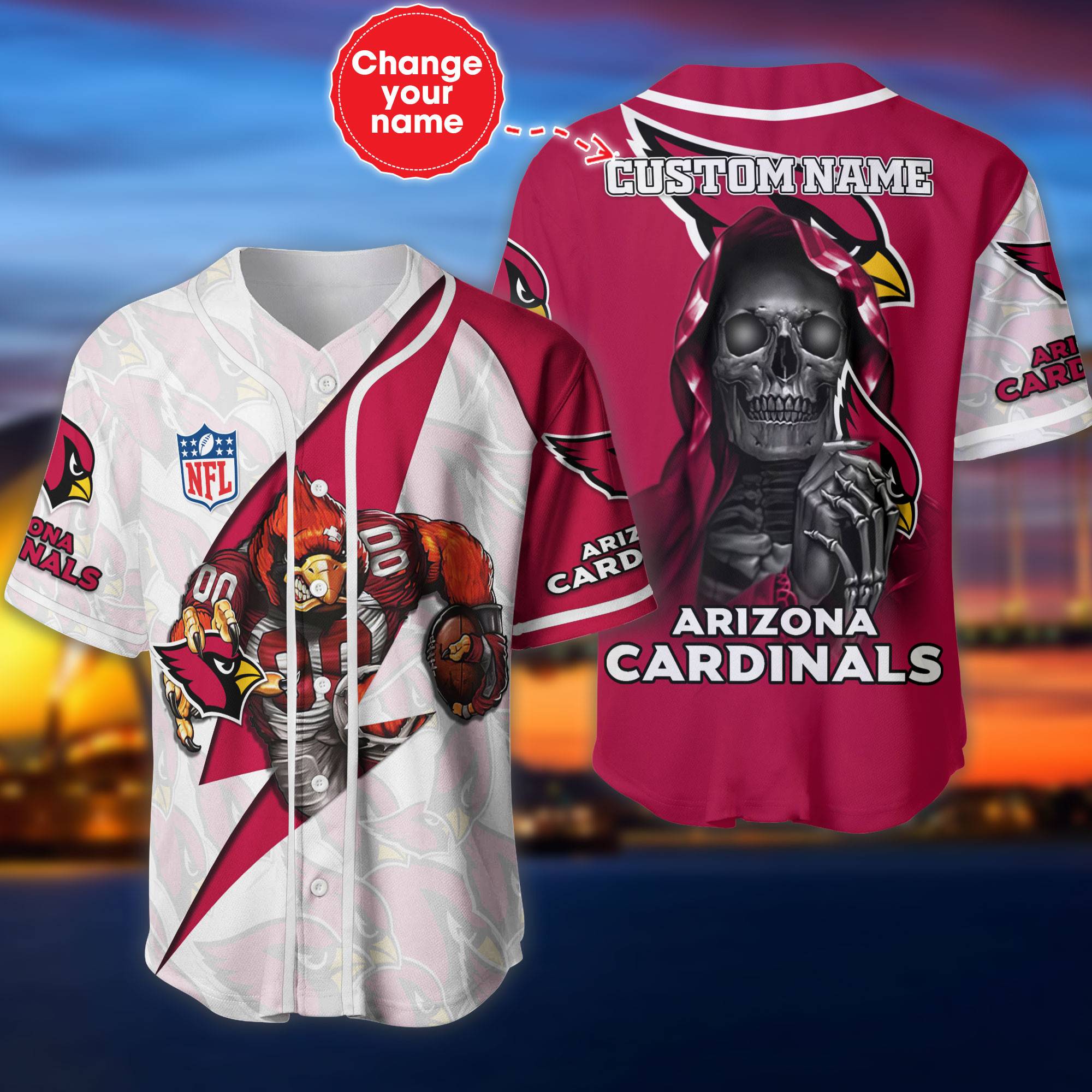 Arizona Cardinals NFL 3D Custom Baseball Jersey For Men And Women