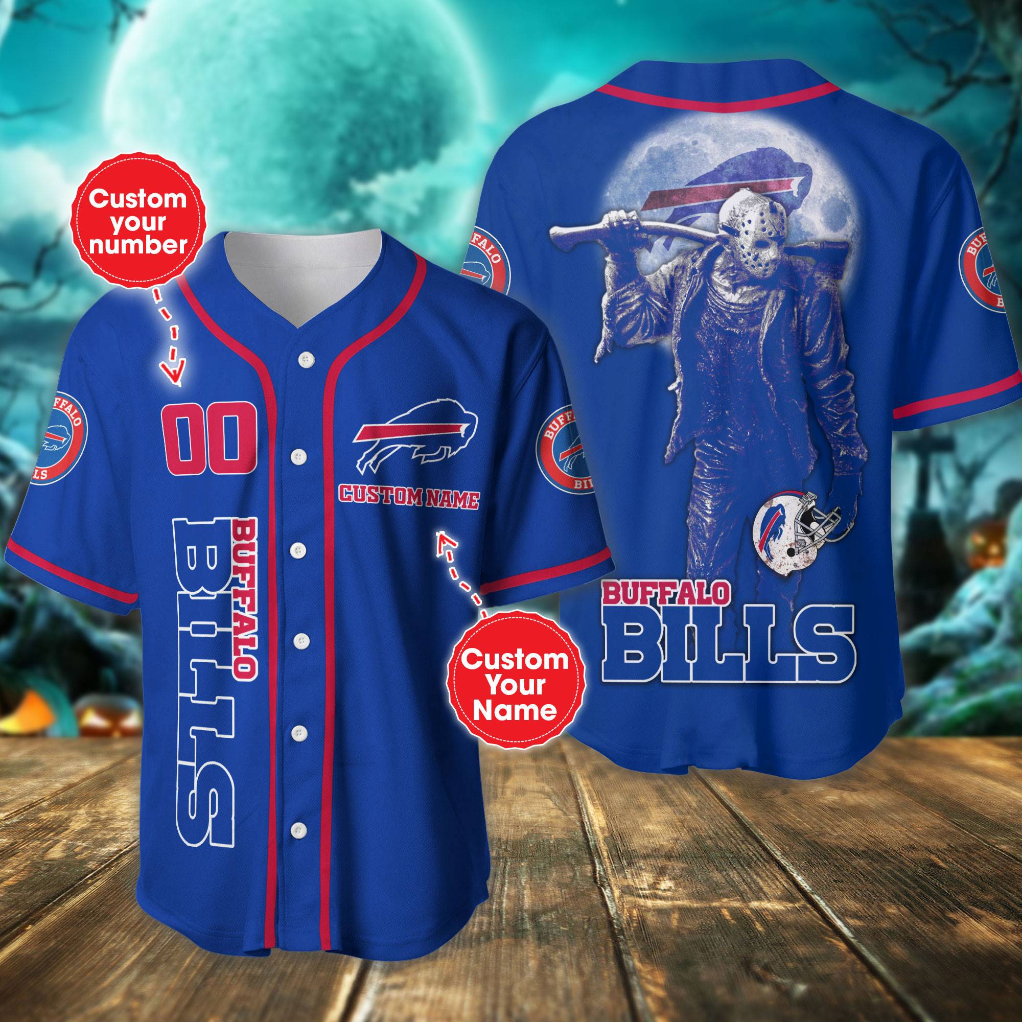 Buffalo Bills NFL 3D Custom Baseball Jersey For Men And Women Blue