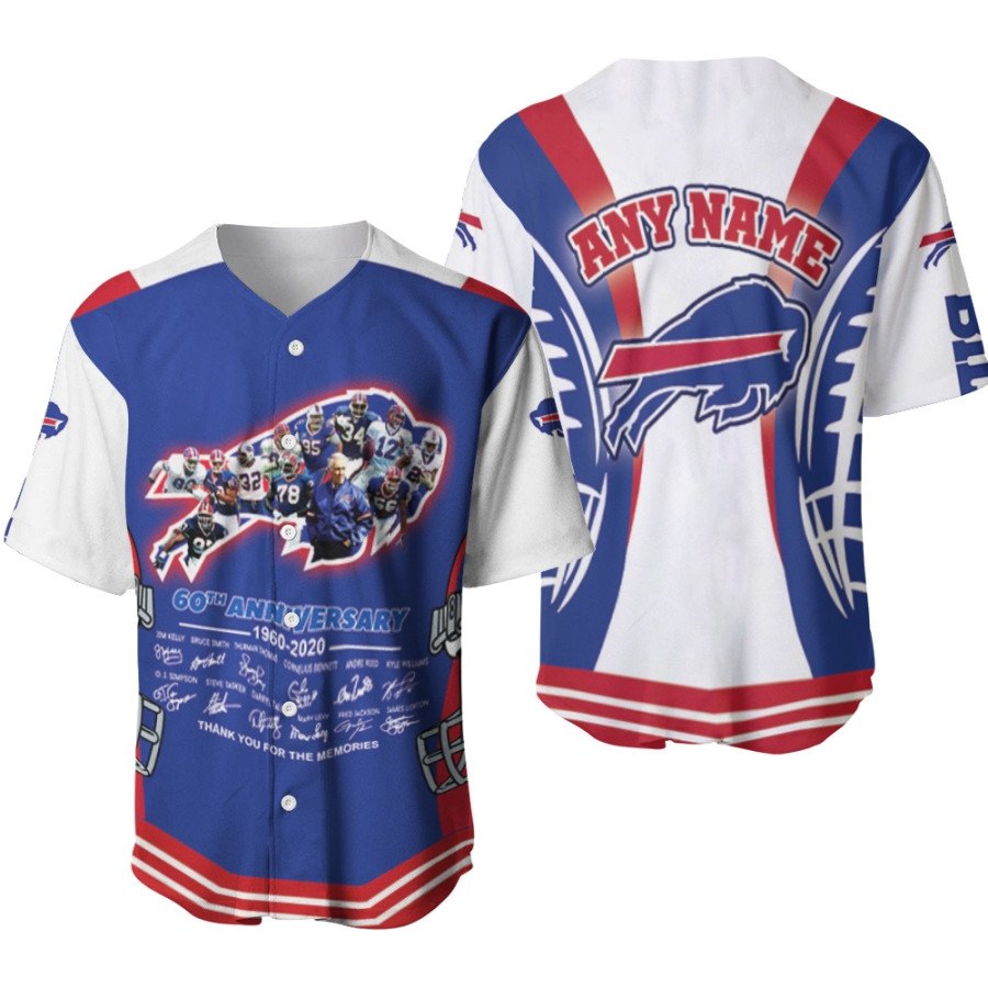 Buffalo Bills 60th Anniversary 1960 2020 Thank You For The Memories NFL 3D Designed Allover Gift With Custom Name For Bills Fans Baseball Jersey