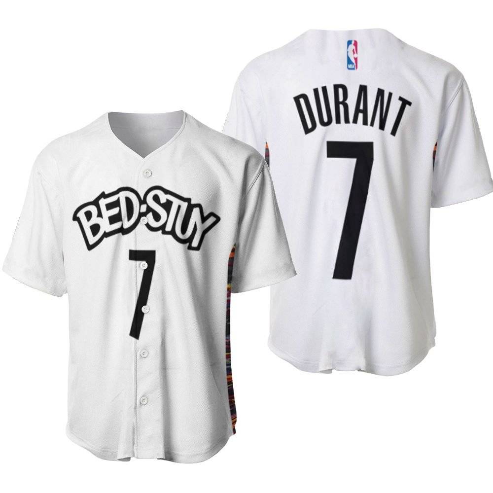 Brooklyn Nets Bed-Study Kevin Durant #7 NBA Basketball 2020 City Edition New Arrival White 3D Designed Allover Gift For Brooklyn Fans Baseball Jersey
