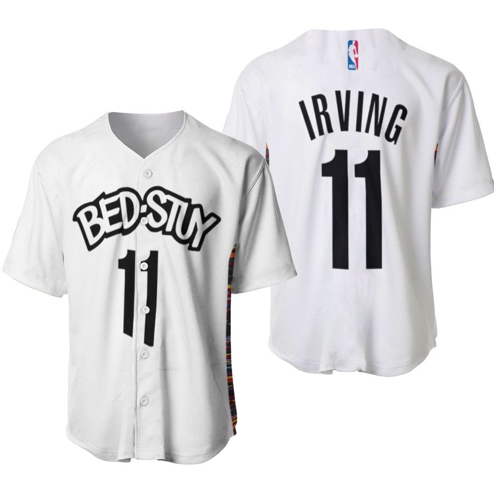 Brooklyn Nets Bed-Study Kyrie Irving #11 NBA Basketball 2020 City Edition New Arrival White 3D Designed Allover Gift For Brooklyn Fans Baseball Jersey