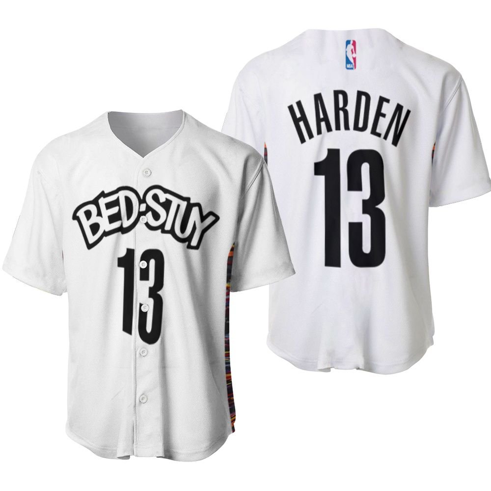 Brooklyn Nets Bed-Study James Harden #13 NBA Basketball 2020 City Edition New Arrival White 3D Designed Allover Gift For Brooklyn Fans Baseball Jersey
