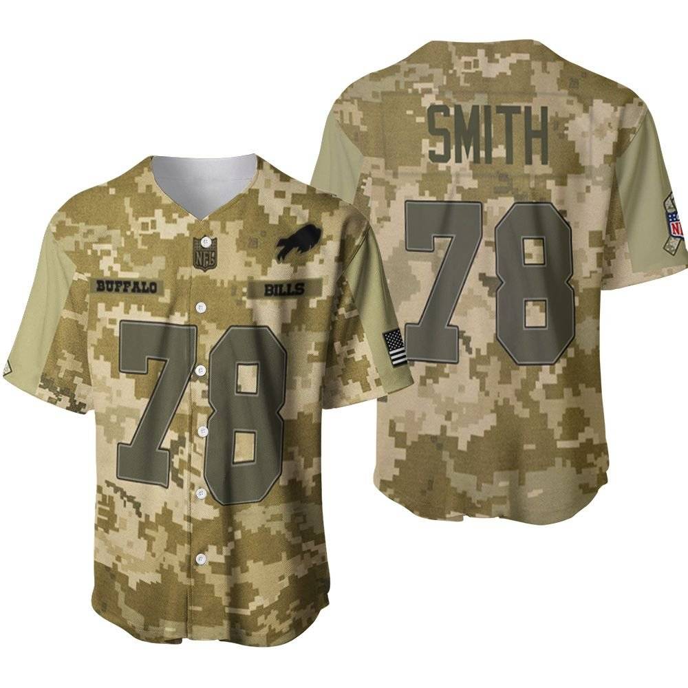 Buffalo Bills Bruce Smith #78 Great Player NFL American Football Camouflage 3D Designed Allover Gift For Bills Fans Baseball Jersey