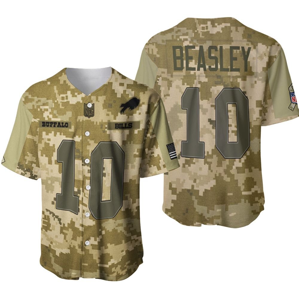 Buffalo Bills Cole Beasley #10 Great Player NFL American Football Camouflage 3D Designed Allover Gift For Bills Fans Baseball Jersey