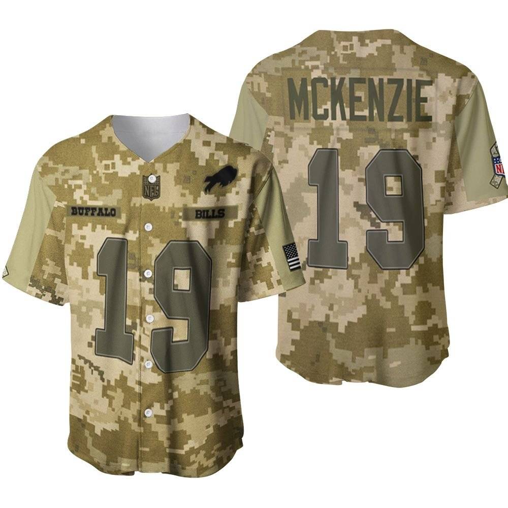 Buffalo Bills Isaiah McKenzie #19 Great Player NFL American Football Camouflage 3D Designed Allover Gift For Bills Fans Baseball Jersey