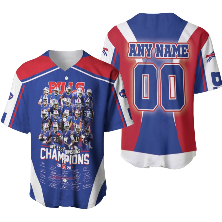 Buffalo Bills Afc East Divisions Champions 2020 Signatures NFL 3D Designed Allover Gift With Custom Name Number For Bills Fans Baseball Jersey