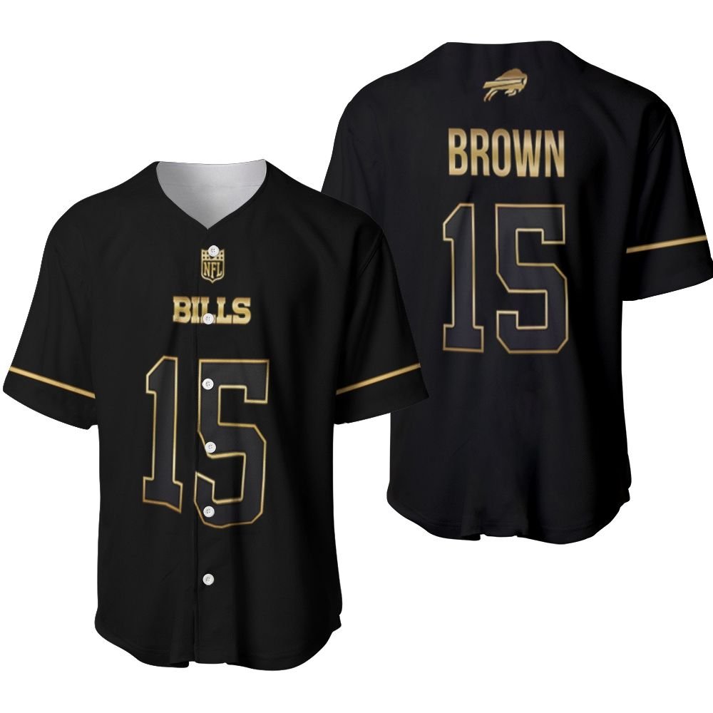 Buffalo Bills John Brown #15 Great Player NFL Black Golden Edition Vapor Limited Jersey Style Gift For Bills Fans Baseball Jersey