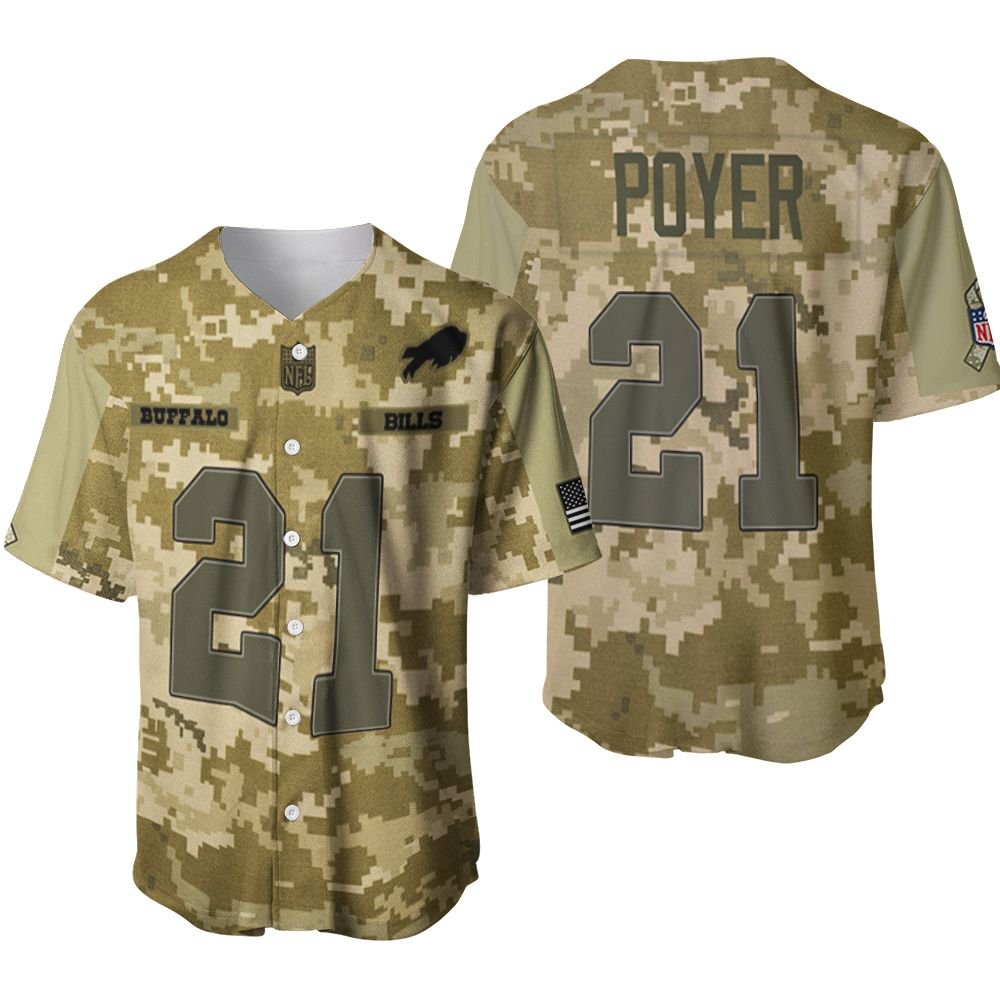 Buffalo Bills Jordan Poyer #21 Great Player NFL American Football Camouflage 3D Designed Allover Gift For Bills Fans Baseball Jersey