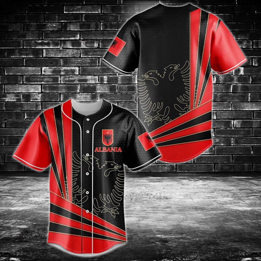 Albania Flag 3D Baseball Jersey For Fan