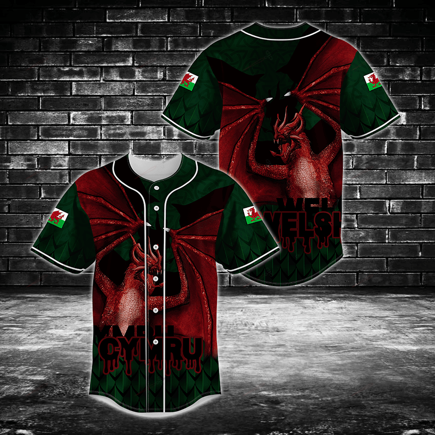 Welsh Dragon Thorny Baseball Jersey For Fan