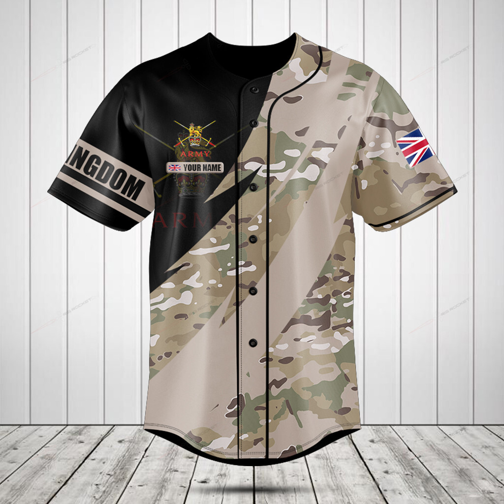 British Army Symbol Fire Style Custom Baseball Jersey For Fan