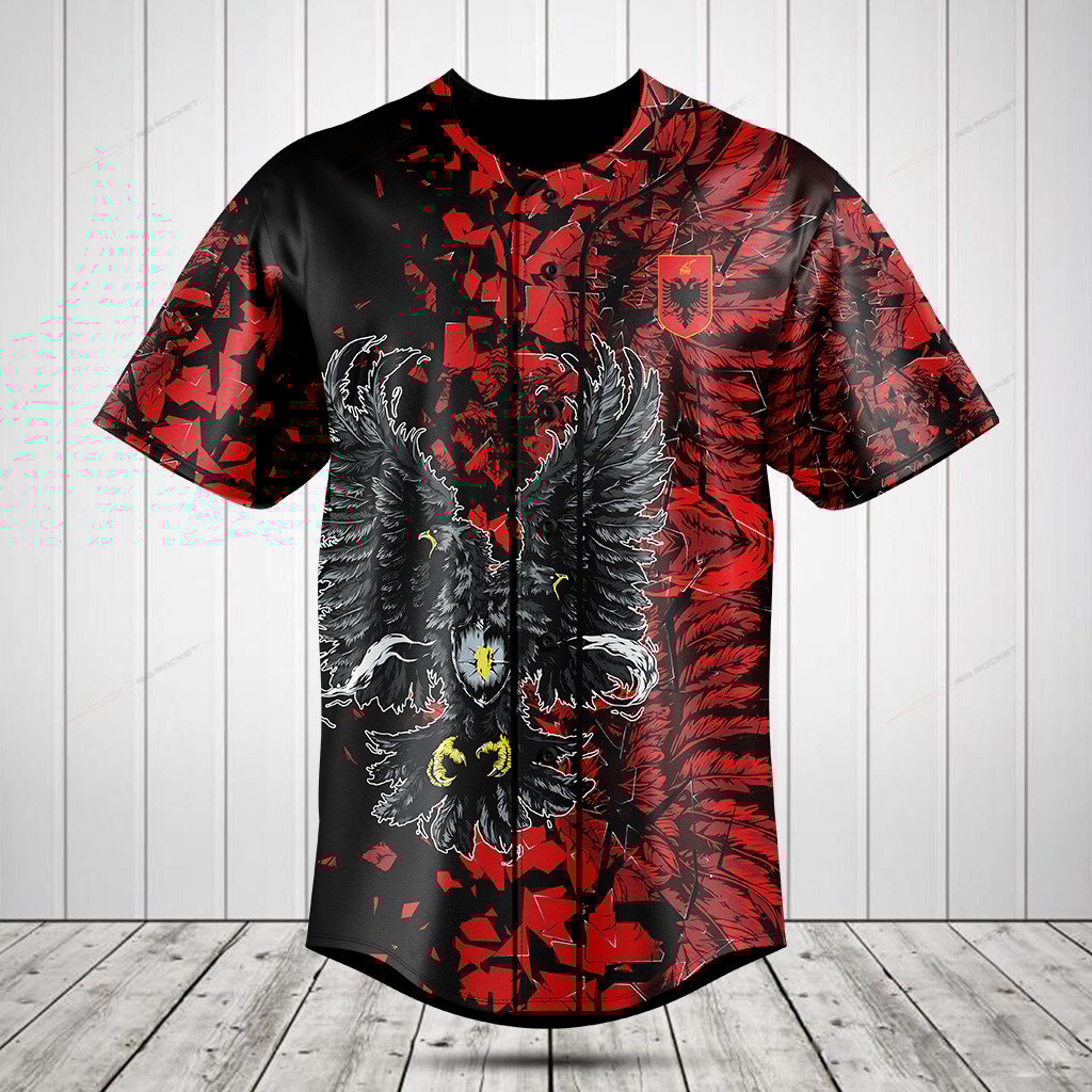Albania Eagle Glass 3D Baseball Jersey For Fan