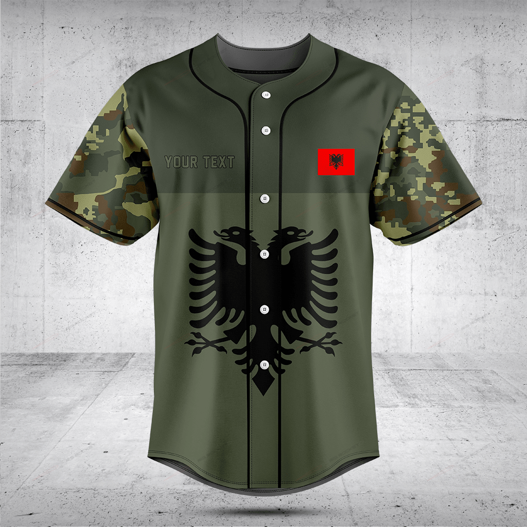 Albania Coat Of Arms Camouflage Style Custom Baseball Jersey For Fan