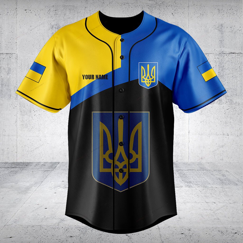 Ukraine Flag Color Custom Baseball Jersey For Fan