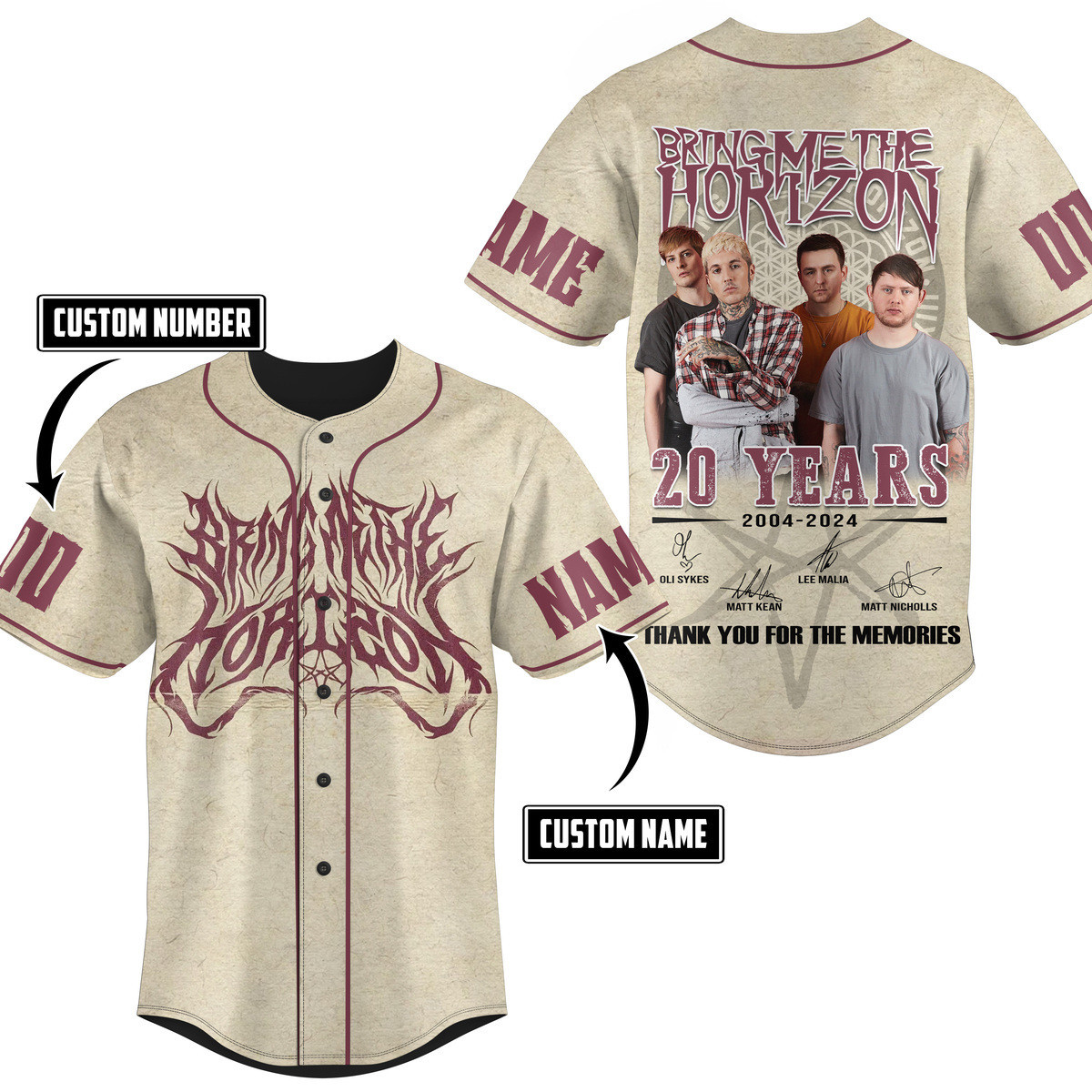 Bring Me the Horizon Baseball Jersey New Season For Fans