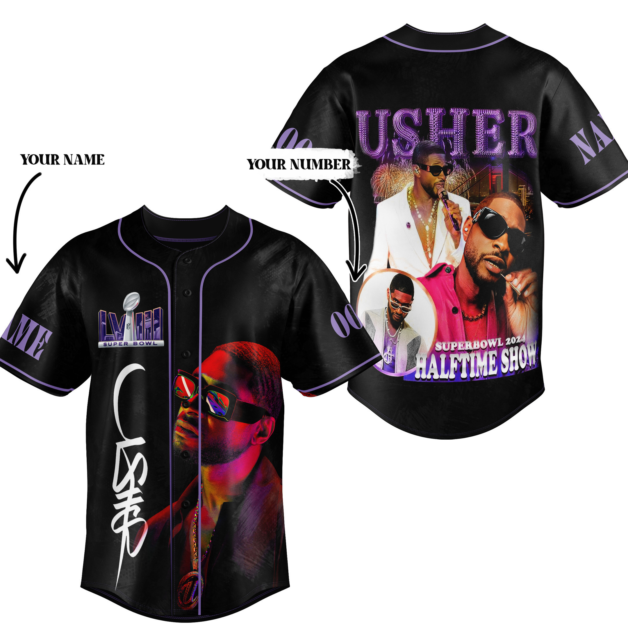 Usher Baseball Jersey New Season For Fans