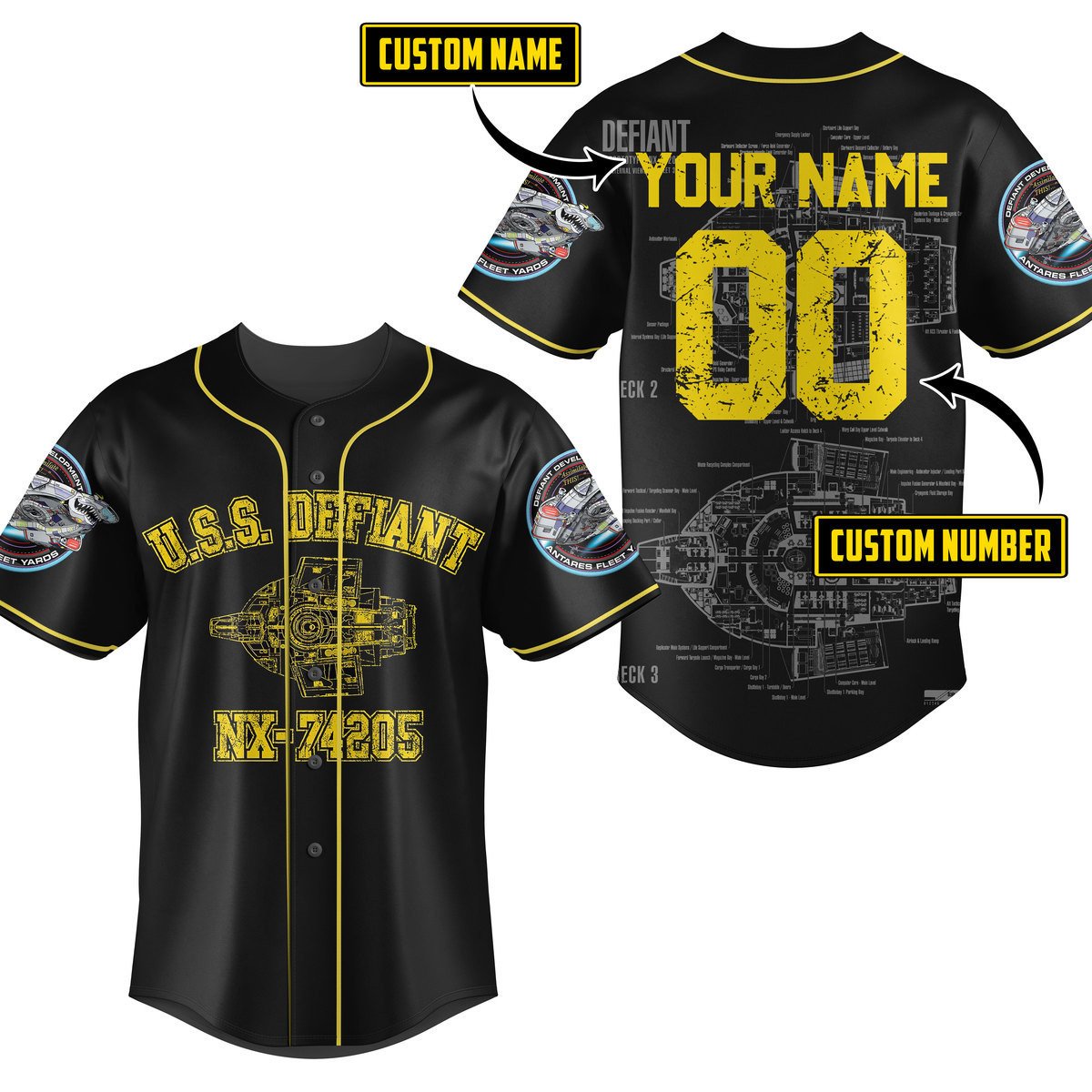 USS Defiant Star Trek Baseball Jersey New Season For Fans