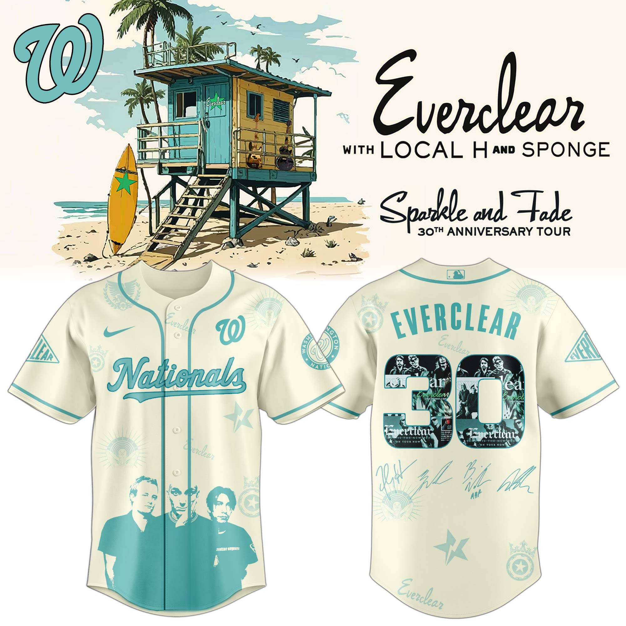 Washington Nationals MLB x Everclear 30th Anniversary Tour Custom Baseball Jersey New Season For Fans