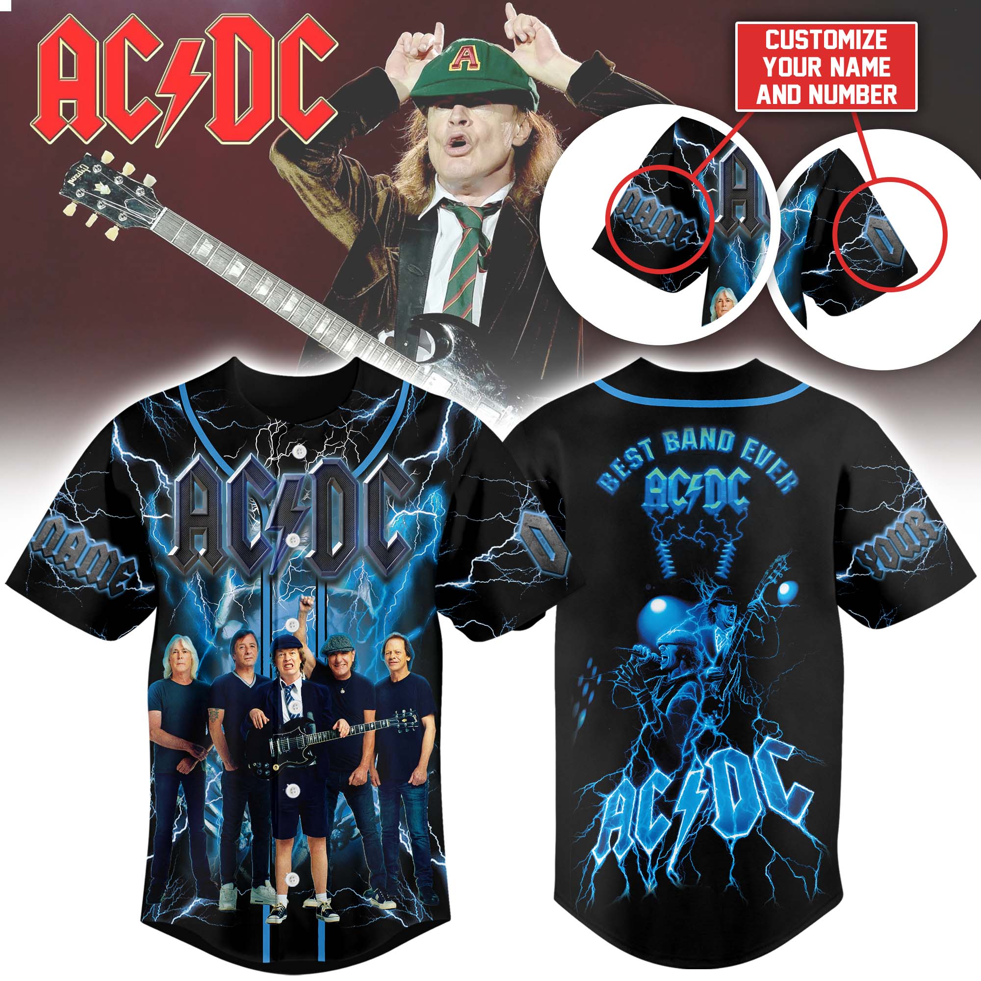 AC/DC Music Custom Baseball Jersey New Season For Fans