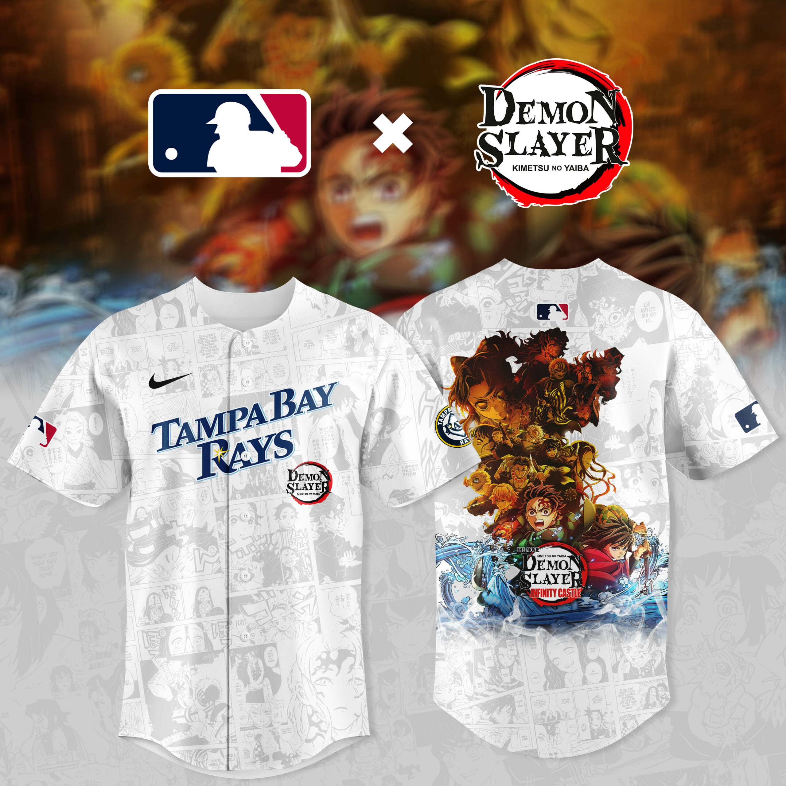 Texas Rangers MLB x Demon Slayer Personalized Baseball Jersey For Fan