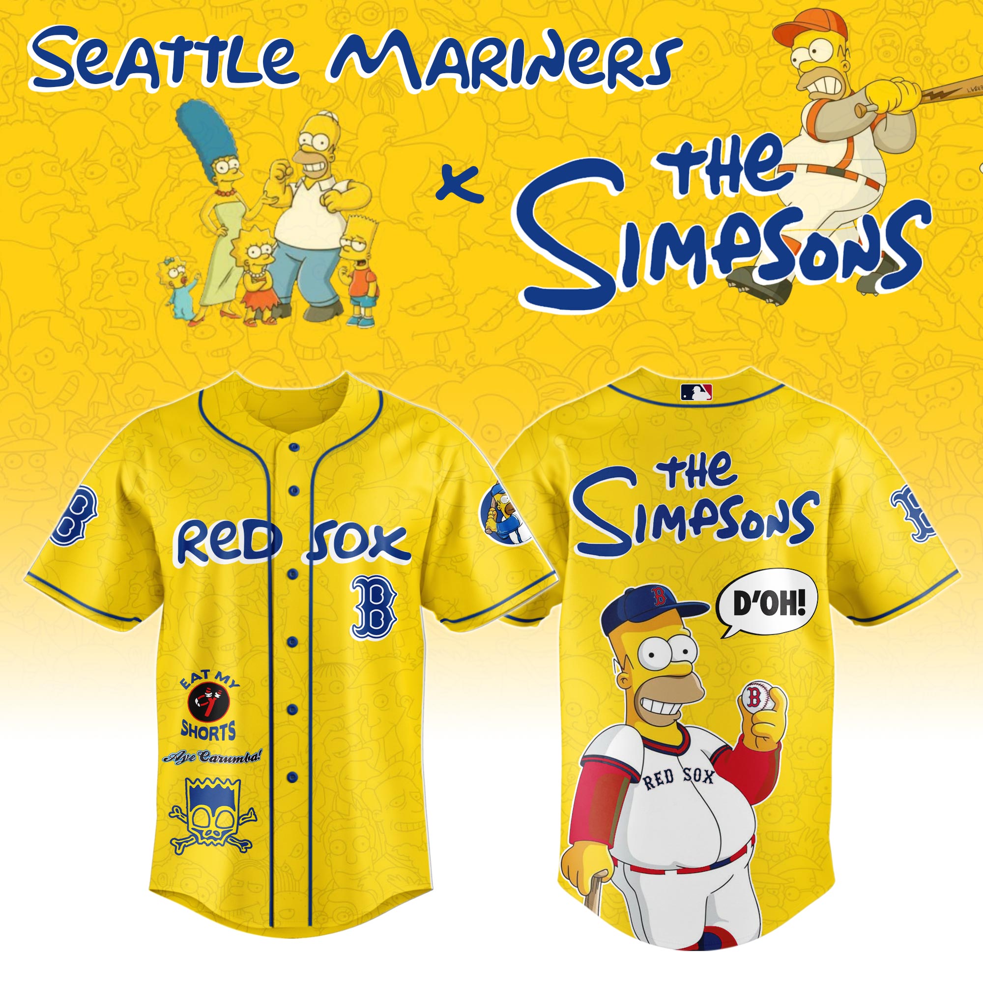 Boston Red Sox MLB x The Simpsons Personalized New Baseball Jersey For Fans