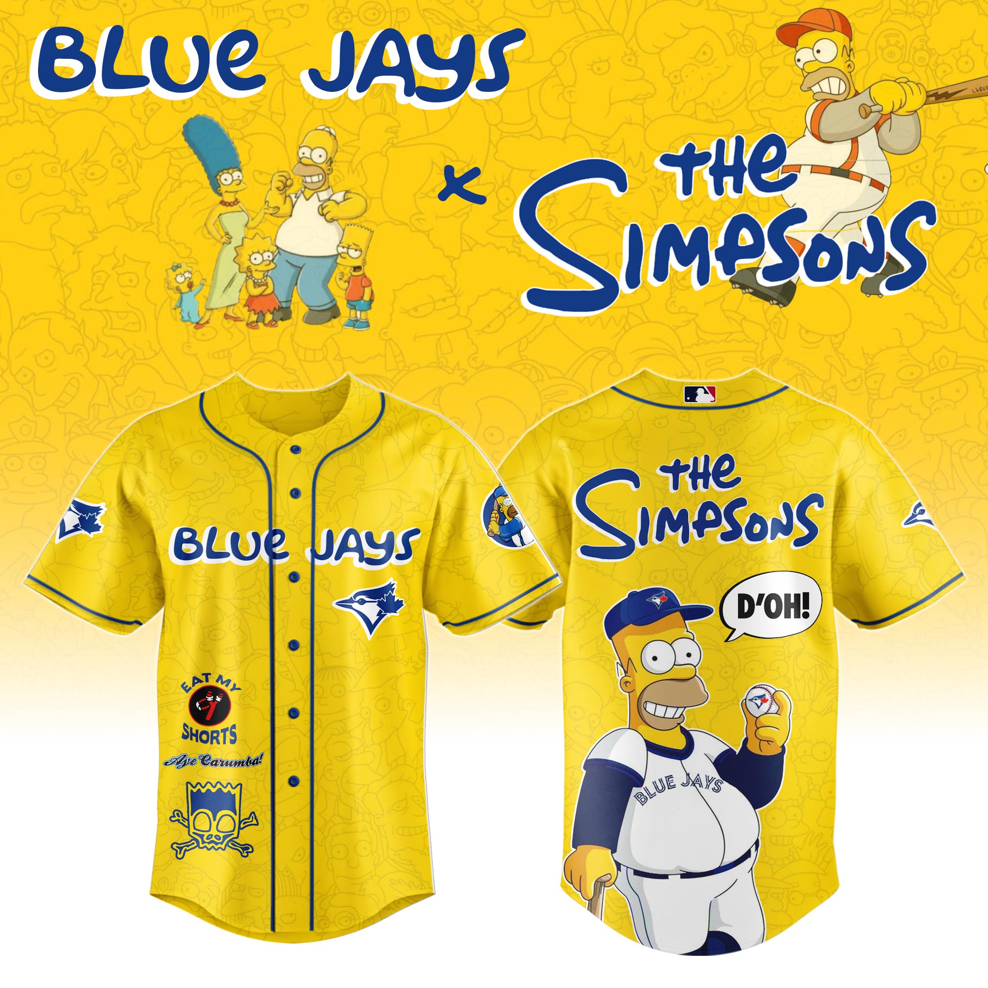 Toronto Blue Jays MLB x The Simpsons Personalized New Baseball Jersey For Fans