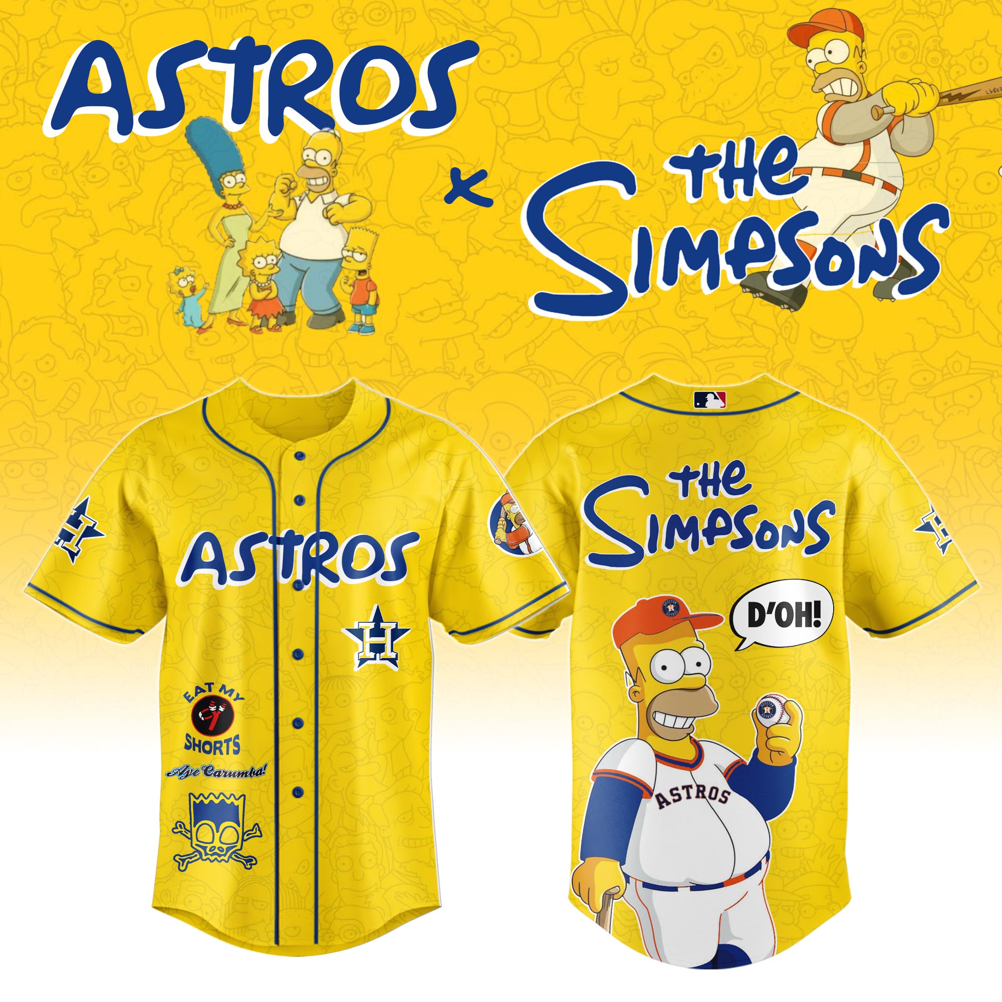 The Simpsons x MLB Houston Astros Personalized New Baseball Jersey For Fan