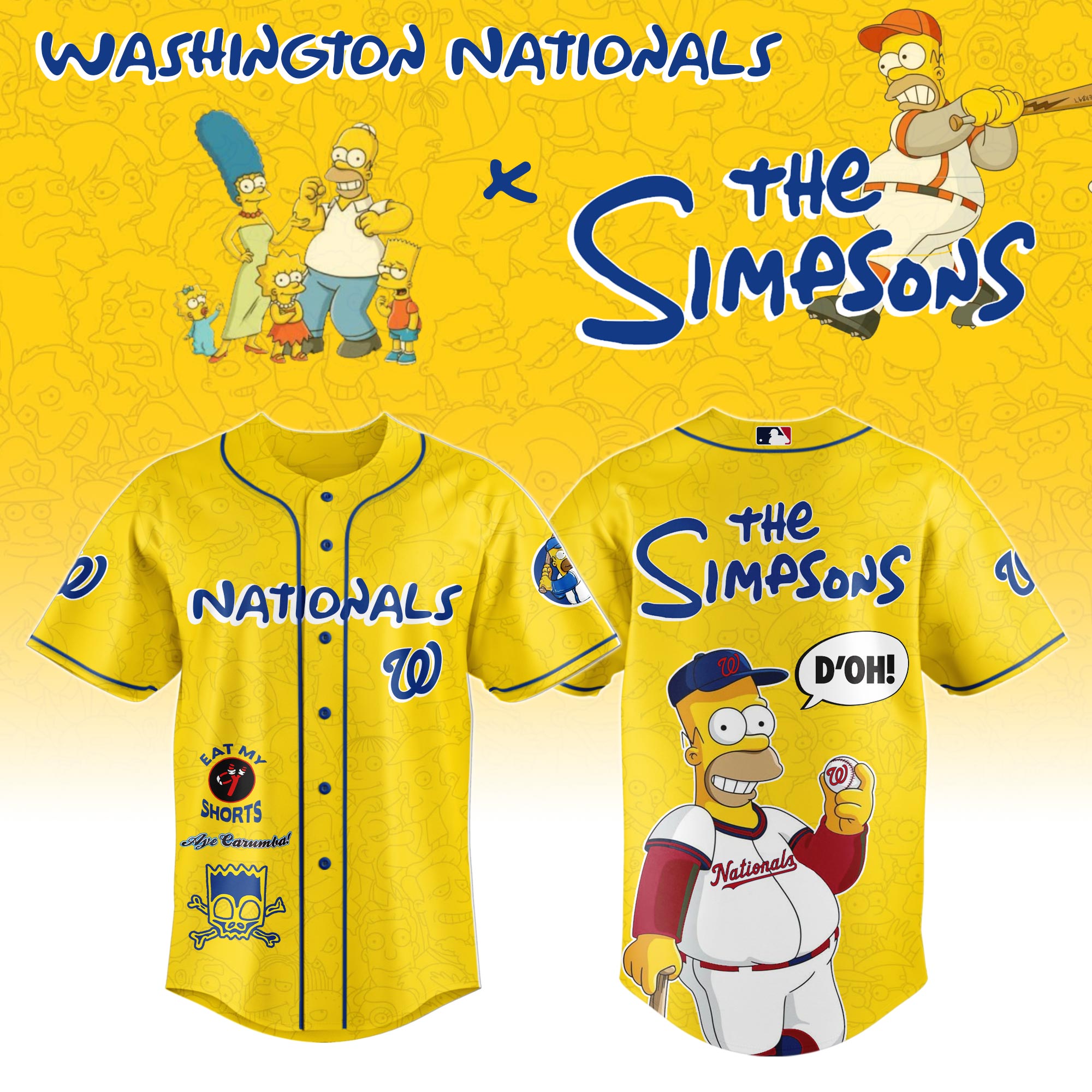 Washington Nationals MLB x The Simpsons Personalized New Baseball Jersey For Fans