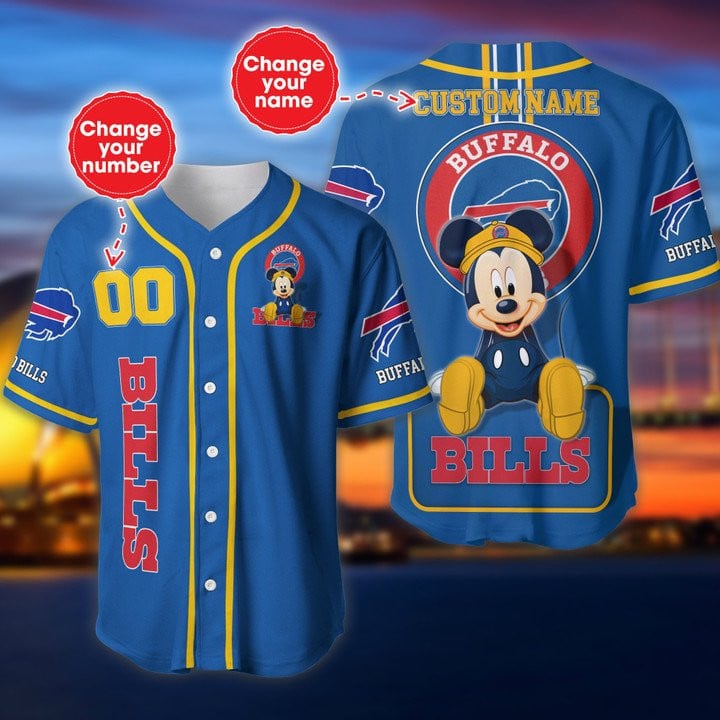 Buffalo Bills Custom Name Baseball Jersey For Men And Women