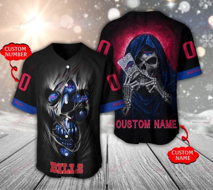 Buffalo Bills Skull Personalized Baseball Jersey For Men And Women