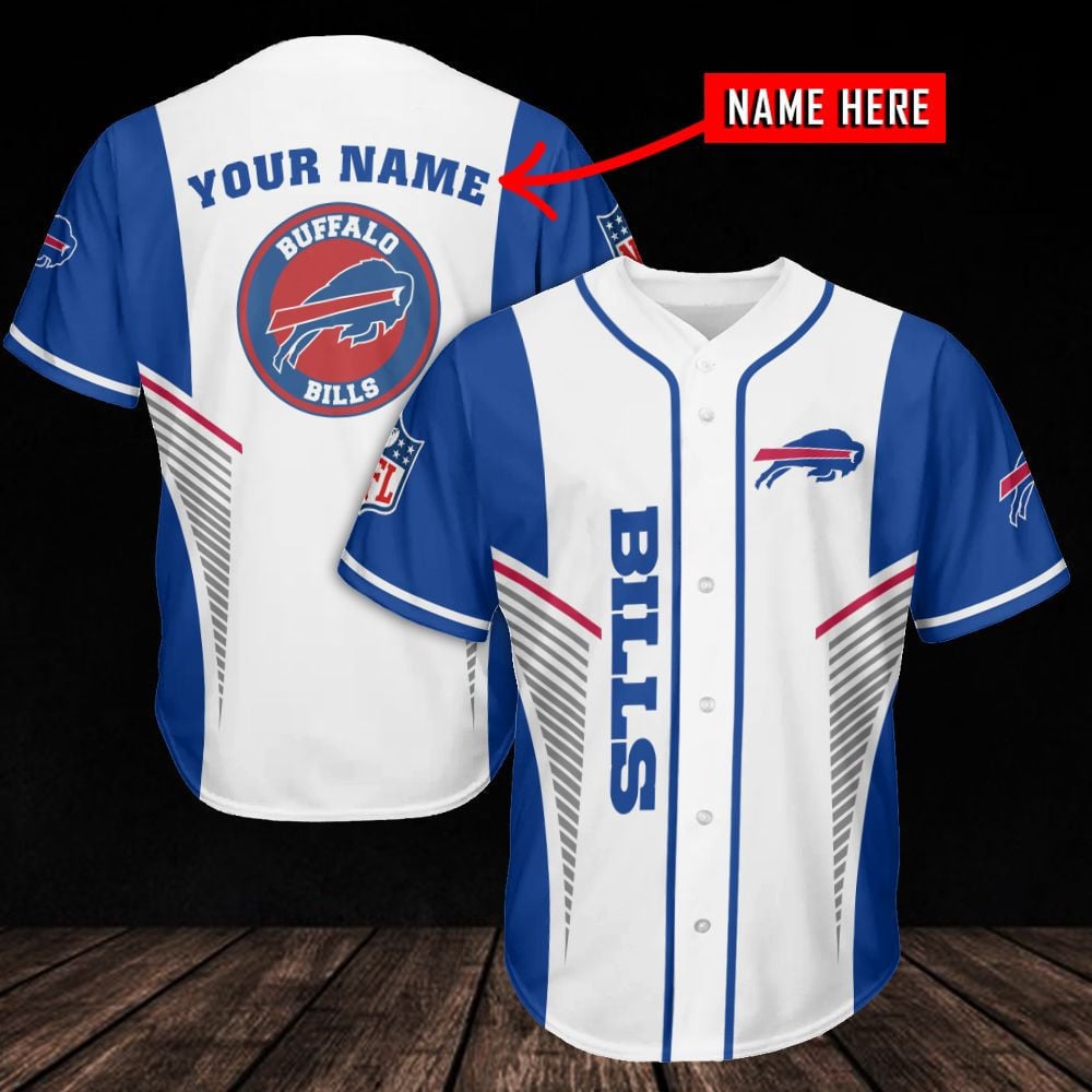 Buffalo Bills Baseball Jersey White And Blue For Men And Women