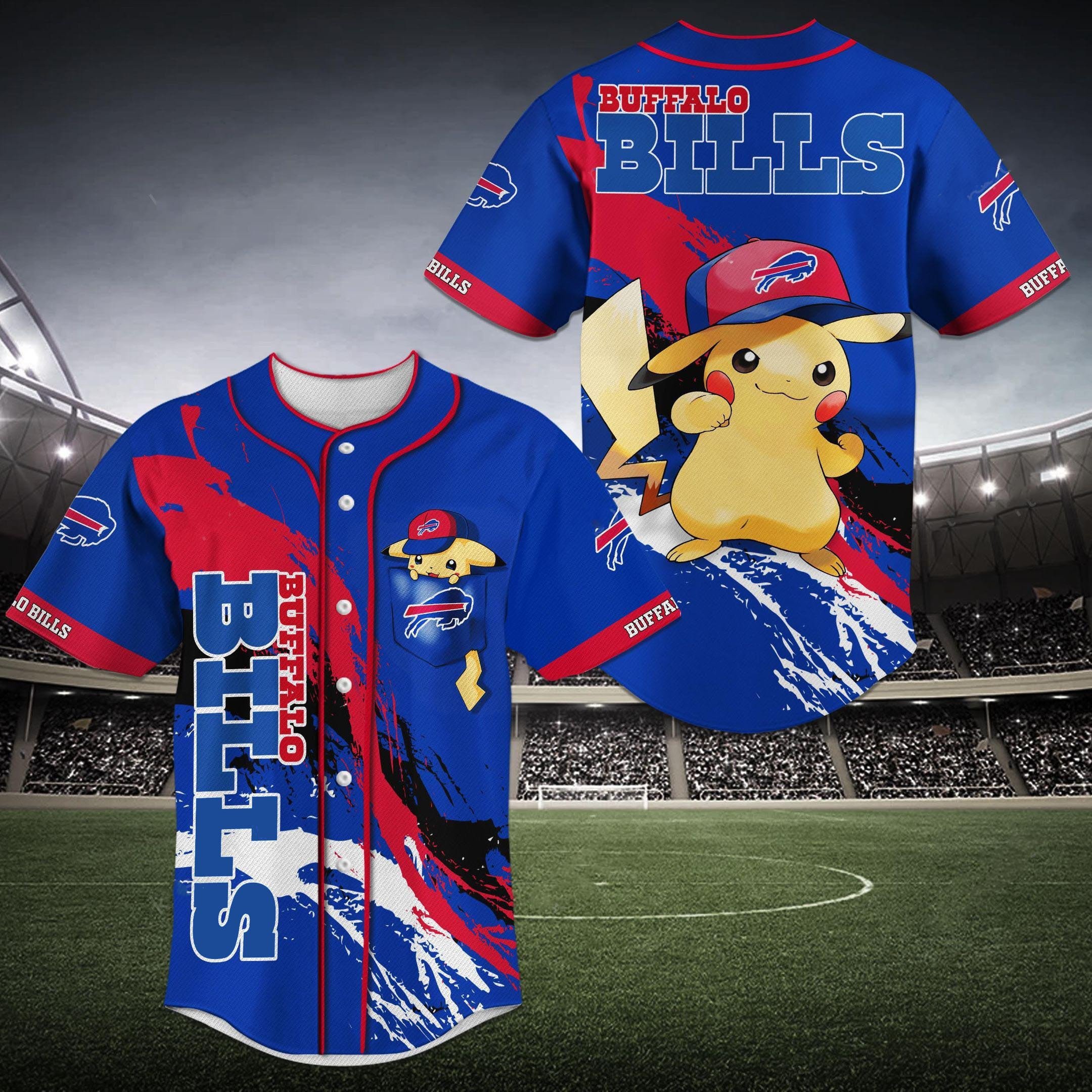 Buffalo Bills Pokemin Vintage Baseball Jersey For Men And Women