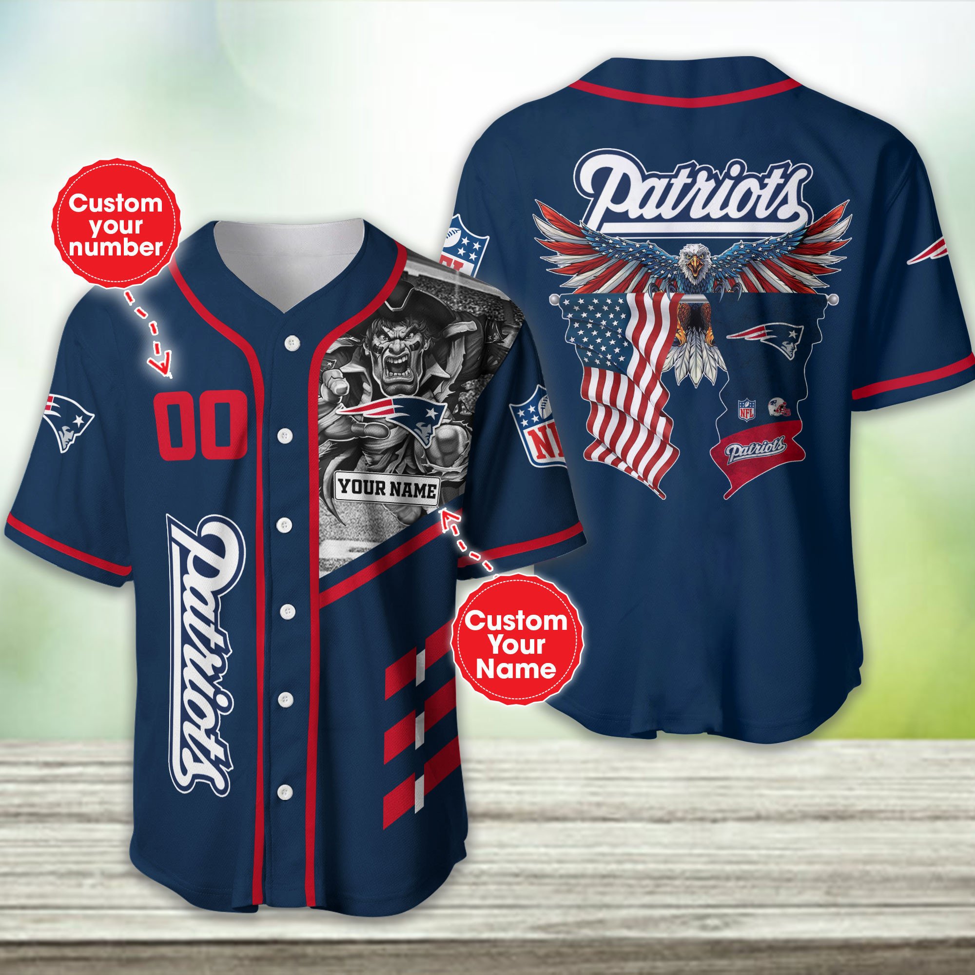 New England Patriots Personalized Baseball Jersey For Men And Women