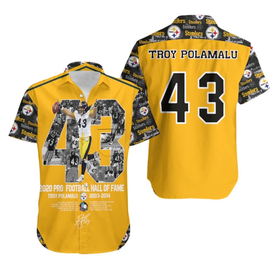 Pittsburgh Steelers Troy Polamalu 43 2020 Pro Football Hall Of Fame Legendary Captain NFL 3D Gift For Steelers Fans Hawaiian Shirt