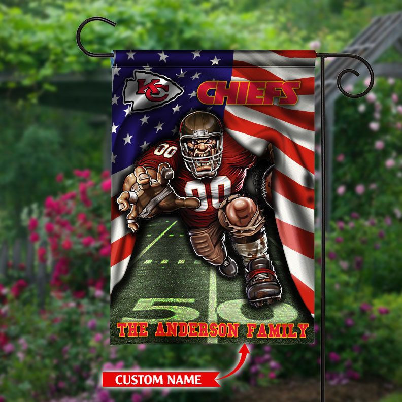 Personalized Kansas City Chiefs Flag Mascot NFL Flag House & Garden 