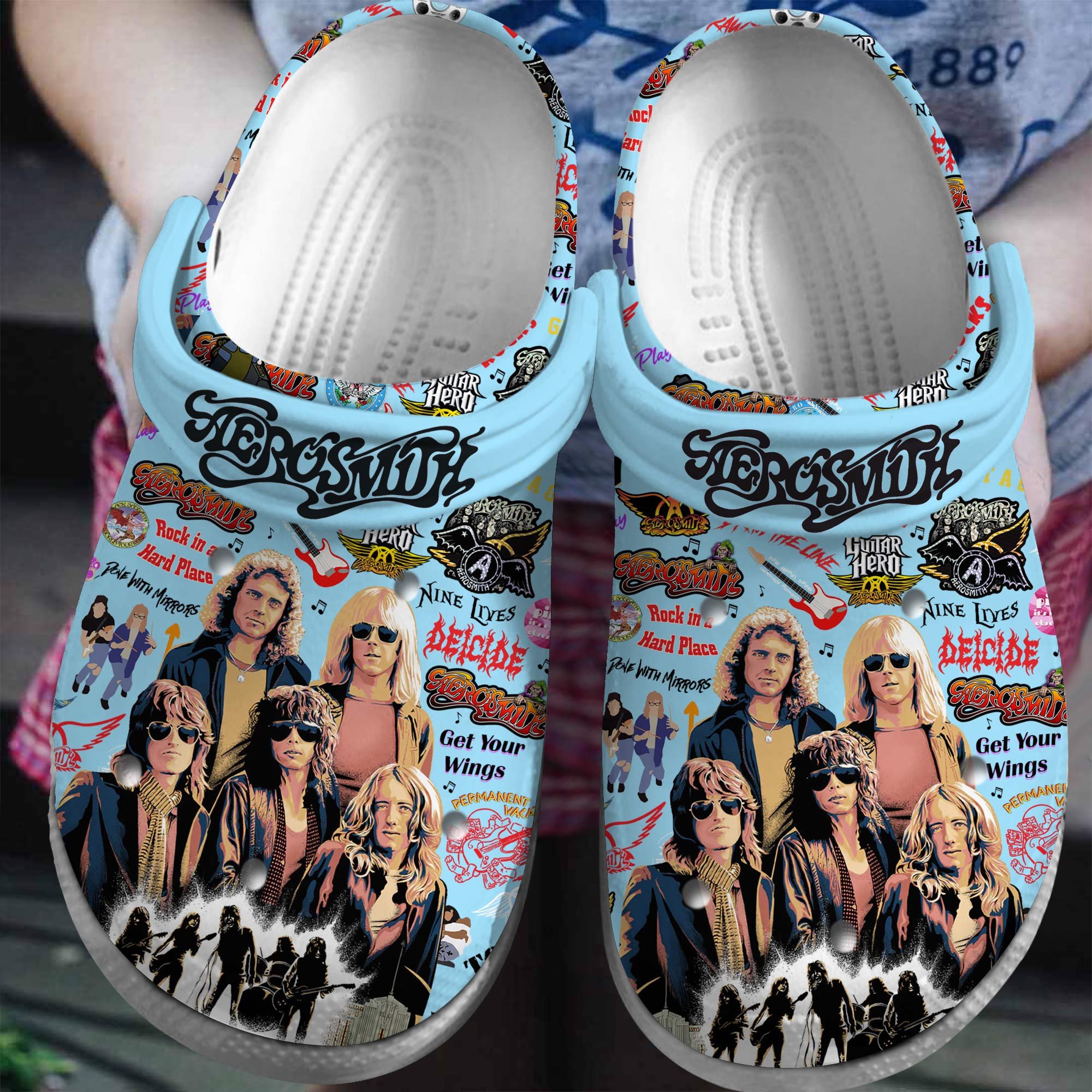 aerosmith you see me crying blue Band Music Crocs Clogs Comfortable