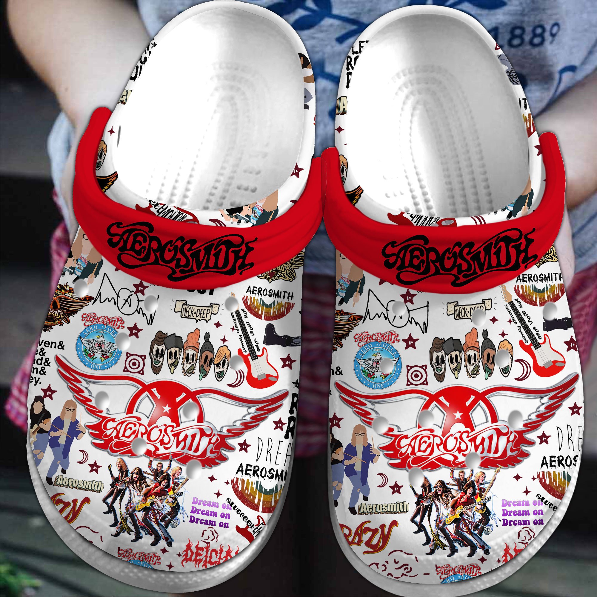 Aerosmith red Music Crocs Clogs Comfortable