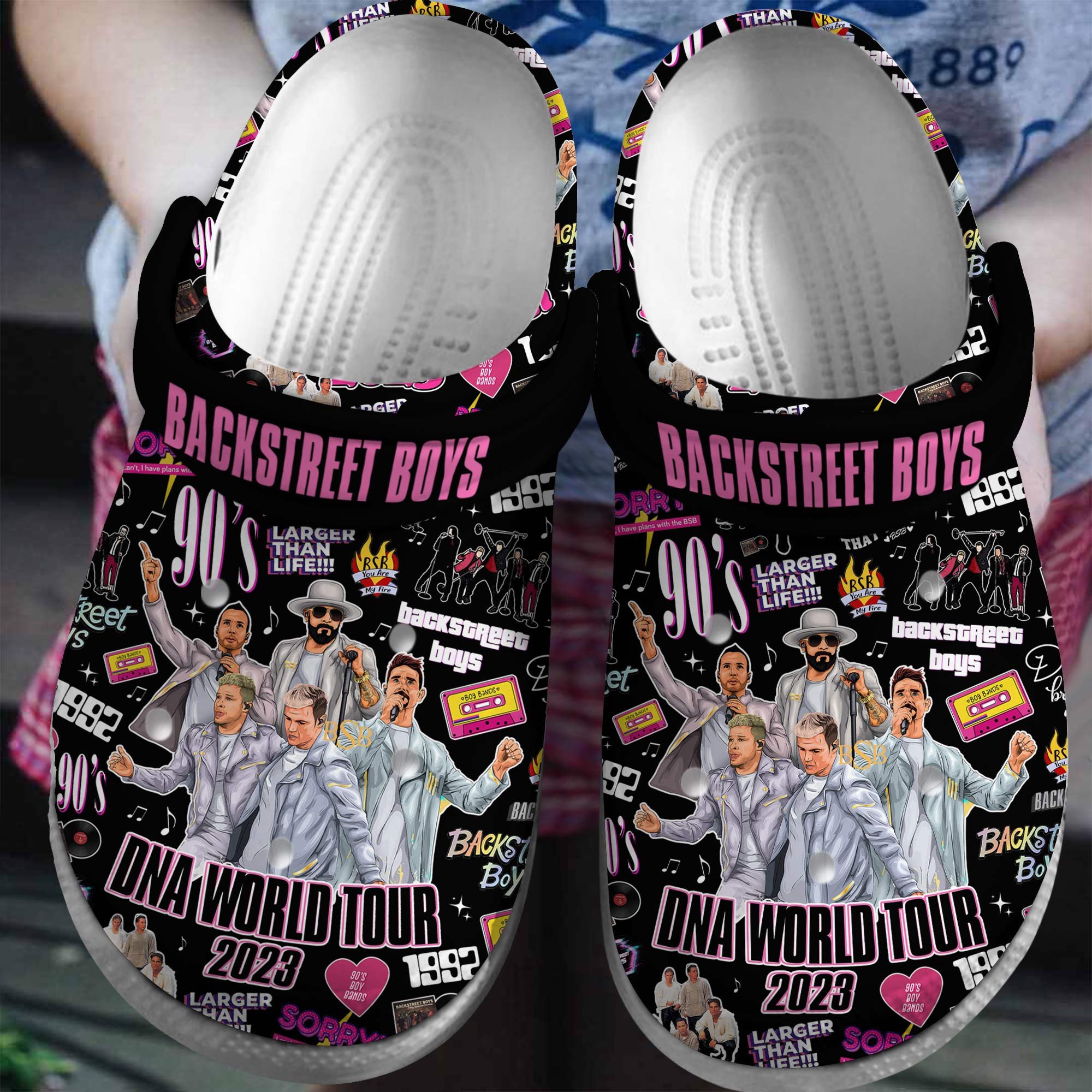 Backstreet Boys black Band Music Clogs Comfortable