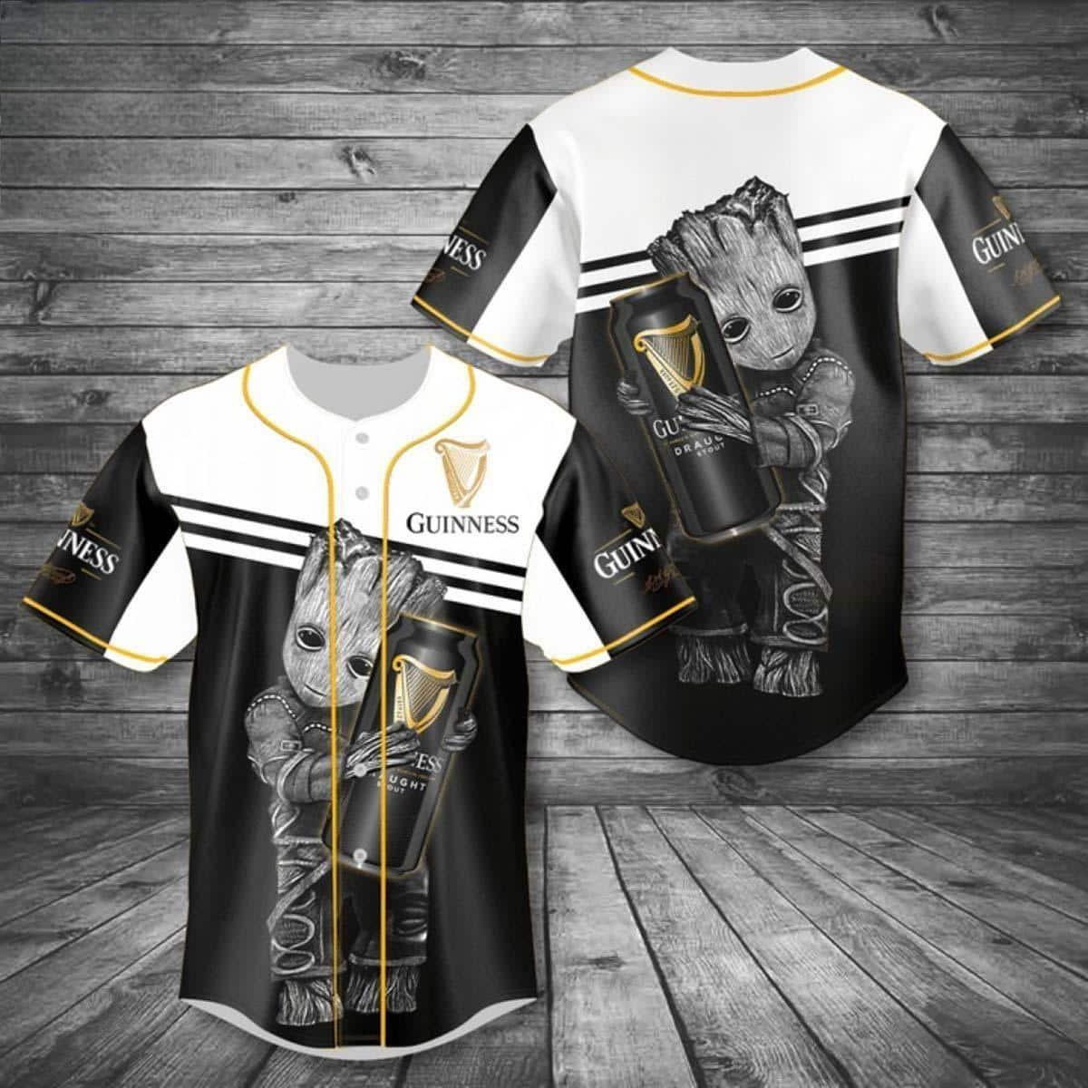 Baby Groot Loves Guinness Beer Baseball Jersey Gift for Beer Lover