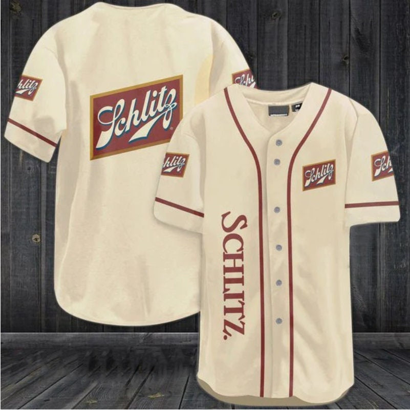 Beige Schlitz Beer Baseball Jersey, Beer Lover Gift, Beige Schlitz Beer Jersey For Men Women